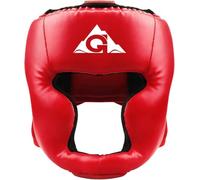 GROOFOO Casco de boxeo para niños y adultos, casco protector con parte superior de malla para kickboxing, MMA, Muay Thai, Sparring, rojo L/XL