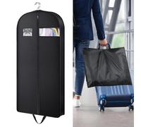 GROOFOO Funda para Ropa Armario Portatrajes Caballero - Bolsa de Viaje Plegable con Cremallera, Resistent al Polvo y Ventana Transparente - Porta Trajes Caballero (153x60x10 cm)