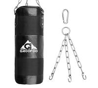 GROOFOO Saco de Boxeo Niños Adulto 80x28cm Tarea Pesada Oxford Boxing Bag para Entrenamiento de Boxeo para Niños Bolsa sin llenar con Cadena Montaje para MMA Muay Thai Kick Boxing - Negro