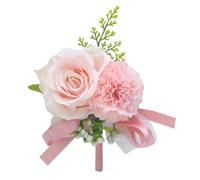 Groom and Best Man Boutonnieres - Flores artificiales para boda, boutonniere hechas a mano Corsage corredor de simulación de pasillo rosa con artificial para ceremonia de boda