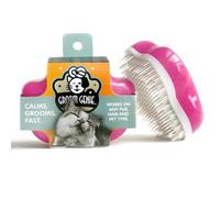 Groom Genie Cepillo de masaje pequeño de 4 pulgadas para perros y mascotas, herramienta de aseo para gatos, perros, pelo largo o corto, rosa frambuesa