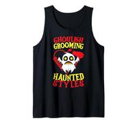 Grooming Ghoulish Estilos embrujados Peluquero Miedo Halloween Camiseta sin Mangas
