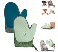 Grooming Mist Glove for Pets, Pet Hair Removal Glove, Spray Cat Petting Gloves, Double Sided Anti-Static Pet Hair Remover, for Cats, Dogs (Green+Blue)