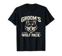 Groom's Wolf Pack Padrinos de Boda Crew Vintage Bachelor Party Camiseta