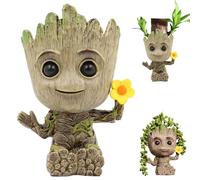 Groot Flower Pot, Decoración del Grot Acuario, Grot Maceta para Suculentas, Grot Maceta con Orificio de Drenaje, Baby Groot Macta, para Deco del Acuario/Decoración de Escritorio