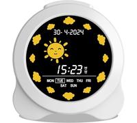 groov e Kidz Sleep Trainer - Reloj Despertador Digital para niños para Entrenamiento del sueño, Pantalla LCD con Modos para mañanas y Noches, 6 Sonidos de Alarma, Alimentado por USB