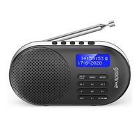 Groov-e Milan - Radio Digital Recargable Dab y FM - Reloj Despertador Integrado y conectividad Bluetooth - Pantalla LCD - Funciona con USB o Pilas - Radio portátil - 60 Estaciones preestablecidas