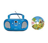 Groov-e Orginal Boombox & Kids Story - Reproductor de CD portátil con Radio, Puerto Auxiliar de 3.5 mm y Enchufe para Auriculares - CD Cuenta con 10 Historias Infantiles clásicas - Funciona con