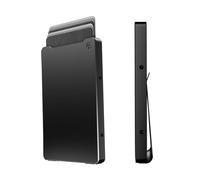 Groove Life Cartera magnética con ranura para el pulgar, minimalista, de perfil bajo, soporte para tarjetas de crédito de aluminio con bloqueo RFID, Negro medianoche/clip para dinero, Delgado, Negro