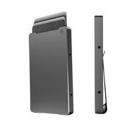 Groove Life Cartera magnética con ranura para el pulgar, minimalista, de perfil bajo, soporte para tarjetas de crédito de aluminio con bloqueo RFID, Metal pistola/clip para dinero, Metal pistola/clip