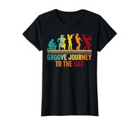 Groove Viaje al Saxofón Retro Musical Evolución Silueta Camiseta gráfica económica, Mujer, Negro, XL