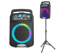 Groove X1 Wireless PARTYBOX with Disco Lighting + Karaoke Micrófono + Soporte de altavoz ajustable