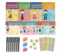 Grooved Writing Books - Reusable Educational Activity, Preschool Toy Set | Kids Activity Book for Hobby Kindergarten Preschool Homeschool Boys Girls Time Reading
