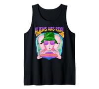 Groovy Alien UFO Retro Vaporwave Graphic Funny Space Camiseta sin Mangas
