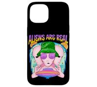 Groovy Alien UFO Retro Vaporwave Graphic Funny Space Carcasa para iPhone 15