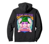 Groovy Alien UFO Retro Vaporwave Graphic Funny Space Sudadera con Capucha