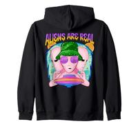 Groovy Alien UFO Retro Vaporwave Graphic Funny Space Sudadera con Capucha