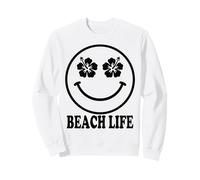 Groovy Beach Life Happy Face Hibiscus Vacaciones de Verano Sudadera