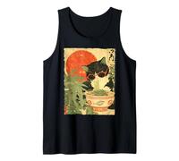 Groovy Cat Ramen Japonés Retro 80s 70s Cool Anime Cat Camiseta sin Mangas
