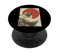 Groovy Cat Ramen Japonés Retro 80s 70s Cool Anime Cat PopSockets PopGrip Adhesivo