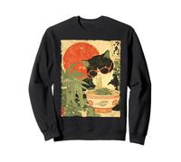 Groovy Cat Ramen Japonés Retro 80s 70s Cool Anime Cat Sudadera