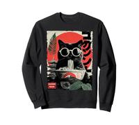 Groovy Cat Ramen Japonés Retro 80s 70s Cool Anime Cat Sudadera