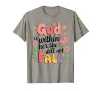 Groovy Christian Cita Dios está dentro de ella, ella no caerá Camiseta