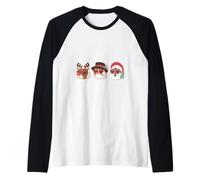 Groovy Christmas Black Claus African Santa Reno muñeco de Nieve Camiseta Manga Raglan