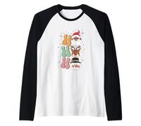 Groovy Christmas Black Claus African Santa Renos muñeco de Nieve Camiseta Manga Raglan