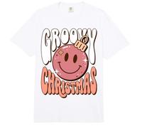 Groovy Christmas Retro Holiday Celebration Comfort Colors Adult Heavyweight T-Shirt