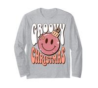 Groovy Christmas Retro Holiday Celebration Manga Larga