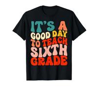 Groovy Es Un Buen Día para Enseñar Maestro De Equipo De Sexto Grado Camiseta gráfica económica, Hombre, Negro, XL