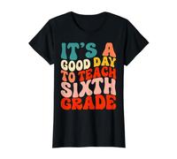 Groovy Es Un Buen Día para Enseñar Maestro De Equipo De Sexto Grado Camiseta gráfica económica, Mujer, Negro, S