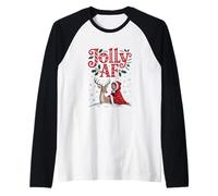 Groovy Flower Power Jolly AF Retro 60s Christmas Pajama tee Camiseta Manga Raglan