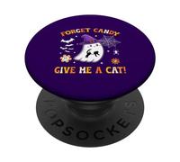 Groovy Forget Candy Give Me a Cat Ghost sujetando a un Gato Negro PopSockets PopGrip Adhesivo