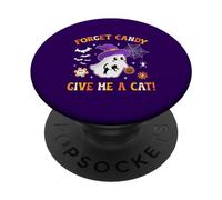Groovy Forget Candy Give Me a Cat Ghost sujetando a un Gato Negro PopSockets PopGrip Adhesivo