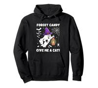Groovy Forget Candy Give Me a Cat Ghost sujetando a un Gato Negro Sudadera con Capucha