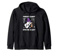 Groovy Forget Candy Give Me a Cat Ghost sujetando a un Gato Negro Sudadera con Capucha