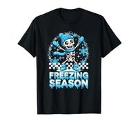 Groovy Freezing Season Esqueleto Espeluznante Navidad Bold Camiseta