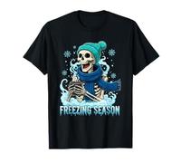 Groovy Freezing Season Esqueleto Espeluznante Navidad Bold Camiseta