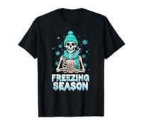 Groovy Freezing Season Esqueleto Espeluznante Navidad Bold Camiseta