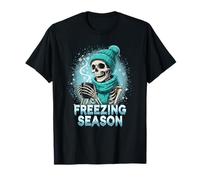 Groovy Freezing Season Esqueleto Espeluznante Navidad Divertido Camiseta