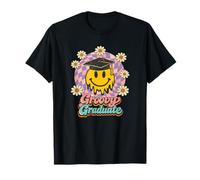 Groovy Graduate Melting Smile Daisy Checker Retro Graduación Camiseta