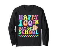 Groovy Happy 100th Day of School Maestros Estudiantes Niños Niña Manga Larga