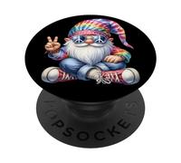 Groovy Hippie GNOME Dad For Women and Men with Peace Hand PopSockets PopGrip Adhesivo