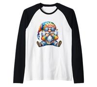 Groovy Hippie GNOME with Harmonica For Adults Funny Dad Life Camiseta Manga Raglan