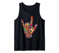 Groovy I Love You Lenguaje de señas Lindo Boho Doodle ASL Camiseta sin Mangas