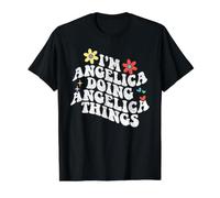 Groovy Im Angelica Doing Angelica Things Funny Día de la Madre Camiseta gráfica económica, Hombre, Negro, XL