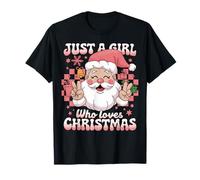 Groovy Just A Girl Who Loves Christmas Santa Claus Camiseta