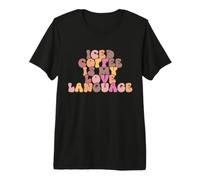 Groovy Love Iced Coffee Saying Is My Language Retro Camiseta Premium